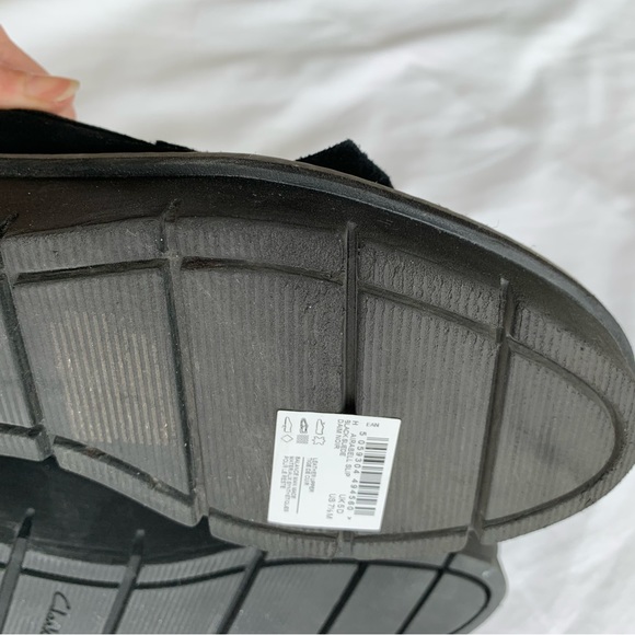 Clarks Loafers Airabel chunky heel size 7.5 US black suede upper woman’s - Picture 14 of 16